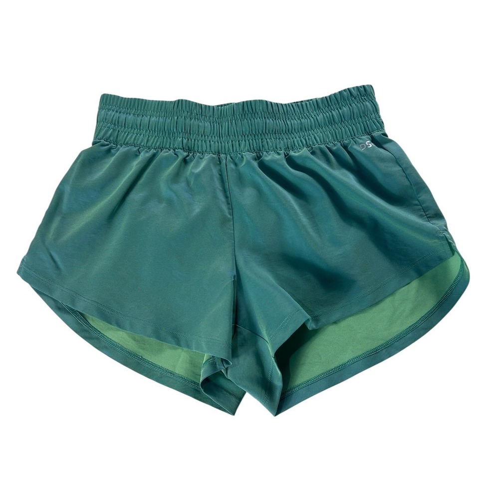 DSG Stride High-Rise Athletic Shorts Womens XS Green Iridescent Running Workout